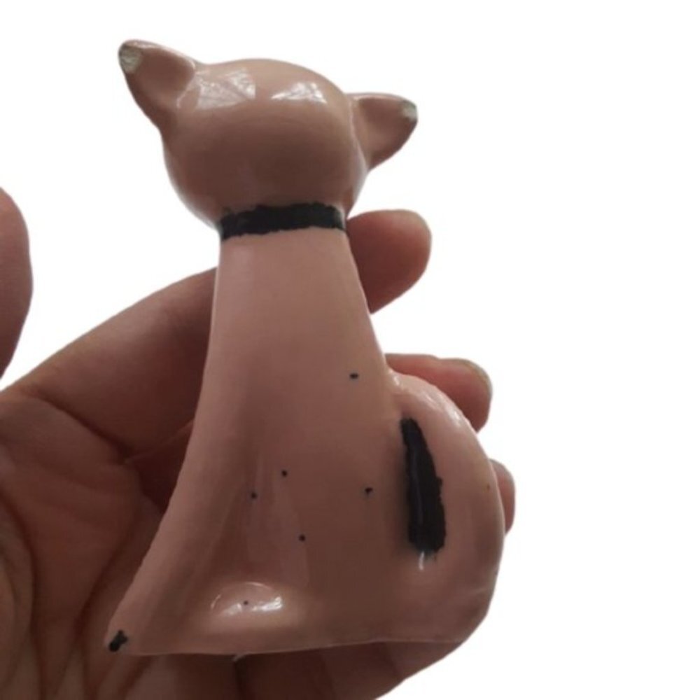 2/$30 Cute Cat vintage ceramic figurine sassy pink blue eyed kitty - Picture 6 of 8